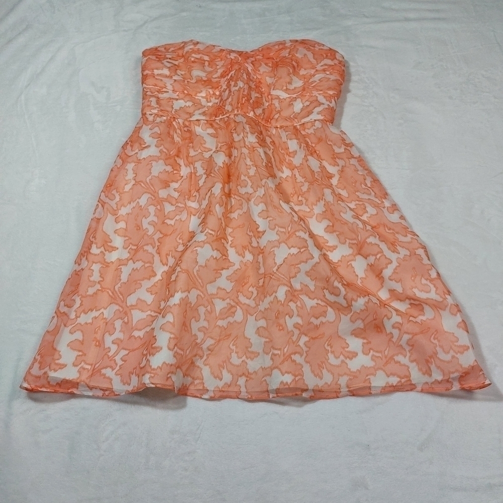 Shoshanna Coral Pink Strapless Silk Formal Evening Prom Dress Size 4